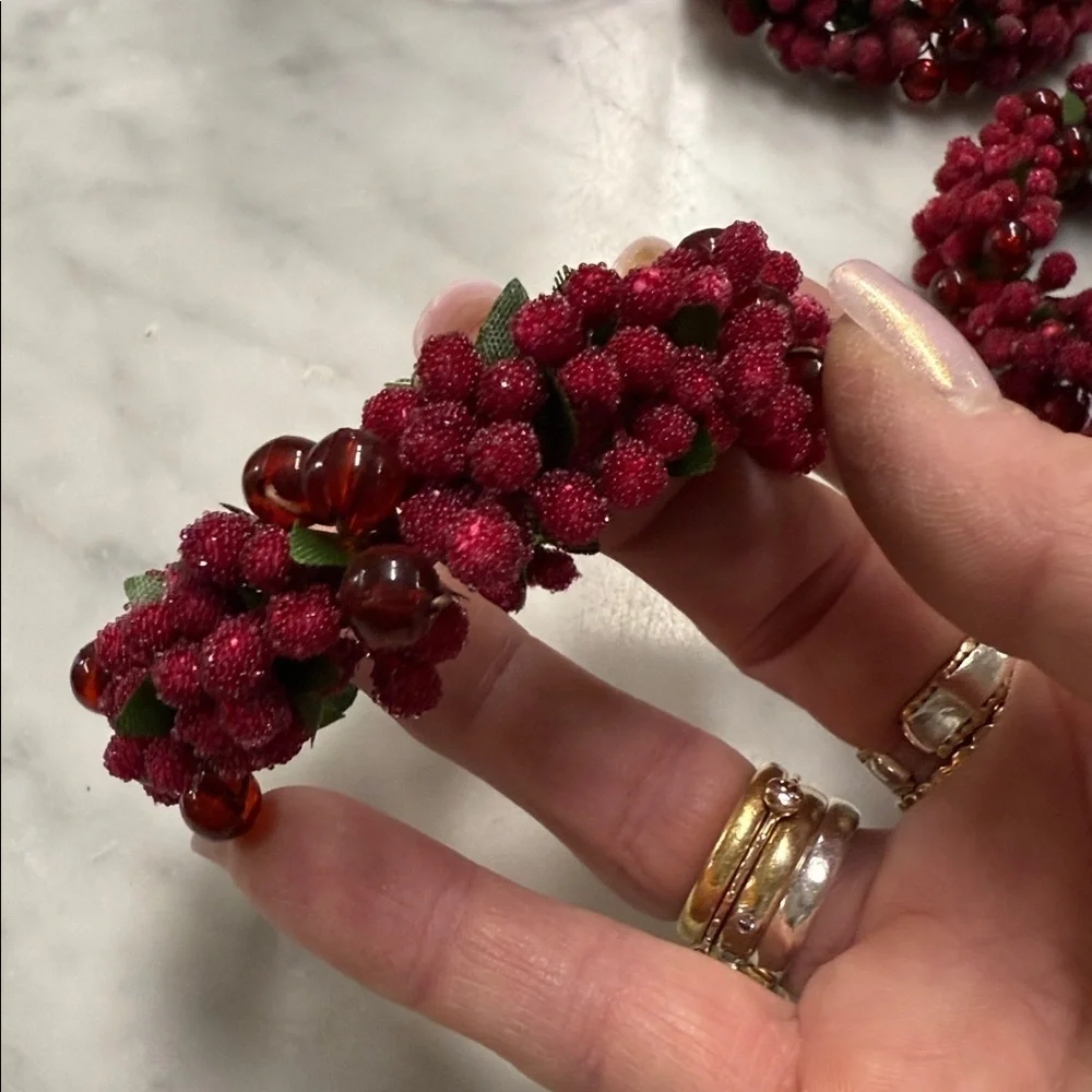 Vintage Pier One Imports Sugared Cranberry Napkin Ring Set of 14